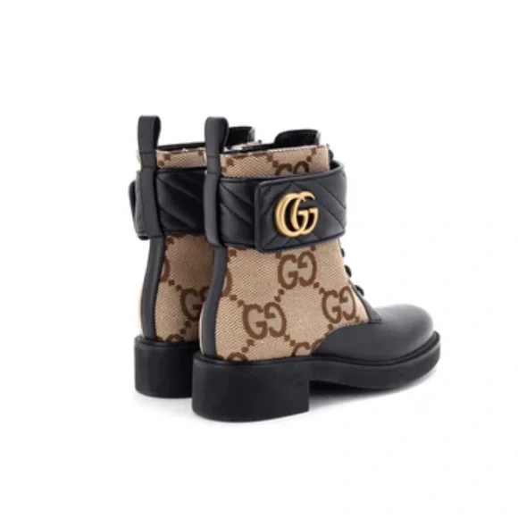 Gucci Women's Black and Brown Combat Boots - Picture 2 of 6